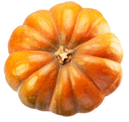 Orange round pumpkin isolated on white background.