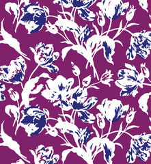 Big flowers pattern, upscale floral pattern. graphical textures floral, trendy colors pattern , flowers background with leaves. vector illustration,tropical,monochrome, abstract print