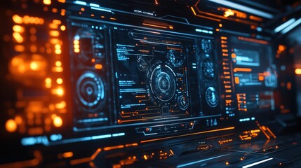 Fototapeta premium A computer screen showing navigation icons