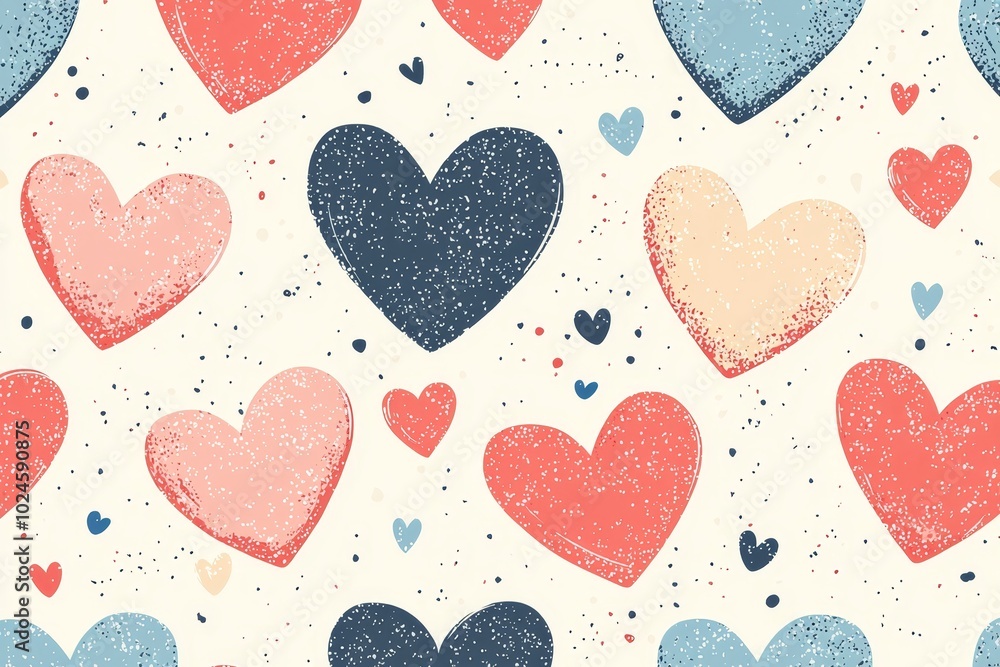 Poster colorful heart patterns on a light background create a joyful and playful design suitable for variou