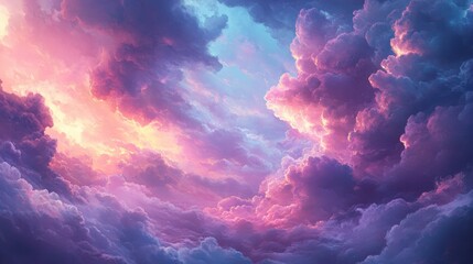 A dramatic, painterly scene of a lightning storm at sunset. The sky is ablaze with vibrant shades
