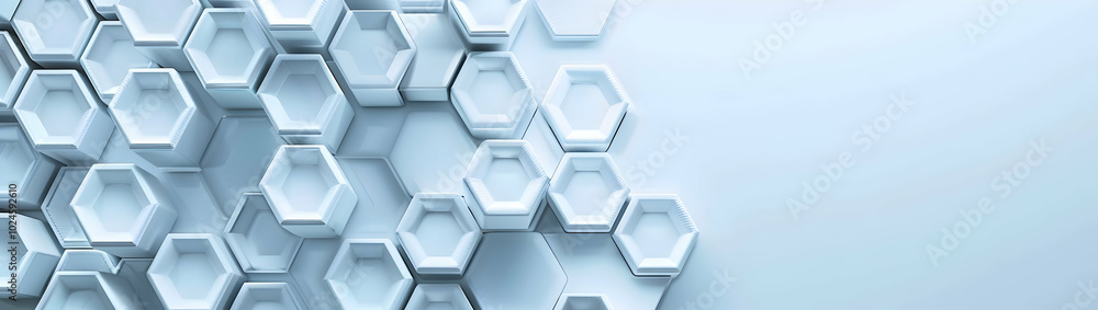 Poster abstract white background with a hexagonal pattern, a technology concept banner design