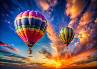 Obraz premium Captivating Long Exposure of Colorful Hot Air Balloons in a Clear Sky