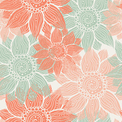 Illustration of seamless hand-drawn floral pattern for your design