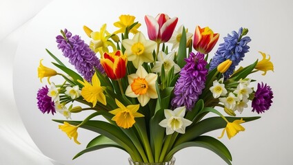 Flower arrangement or bouquet colorful spring flowers isolated on white background. transparent