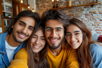 Fototapeta premium Portrait of la group of young people of Indian ethnicity with smiling faces 