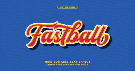 Fastball: A stylish baseball-inspired font effect. Fully editable text for a dynamic and sporty look.