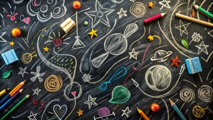 Conceptual Chalkboard Background for Creative Learning and Teaching Visuals
