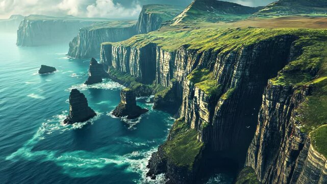 Sea Cliffs and the Ocean