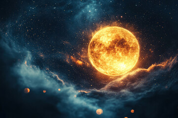 Obraz premium Celestial Spectacle: Bright Star in the Night Sky 