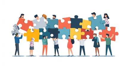 Teamwork and Collaboration, People Holding Puzzle Pieces