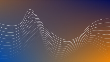 Naklejka premium Printsound wave lines over orange and blue background