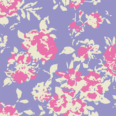 Big flowers pattern, upscale floral pattern. graphical textures floral, trendy colors pattern , flowers background with leaves. vector illustration,tropical,monochrome