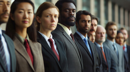 Obraz premium A line of people each representing a nationality, multiple nationalities