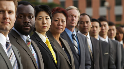 A line of people each representing a nationality, multiple nationalities