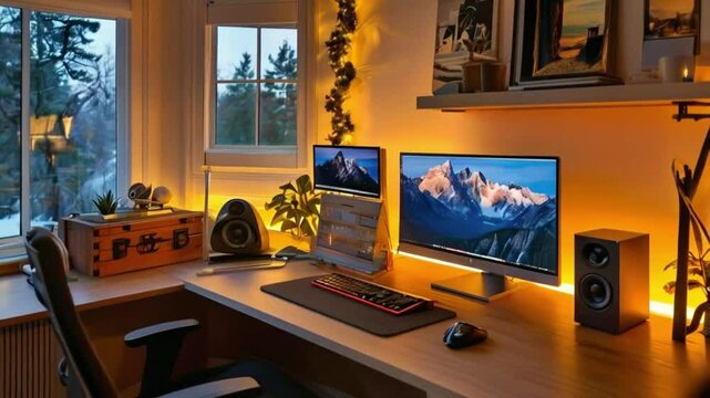 Comfortable home workplace setup