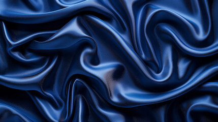 Obraz premium Luxurious blue silk fabric with smooth flowing folds