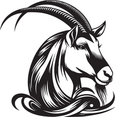 Arabian oryx big horns vector