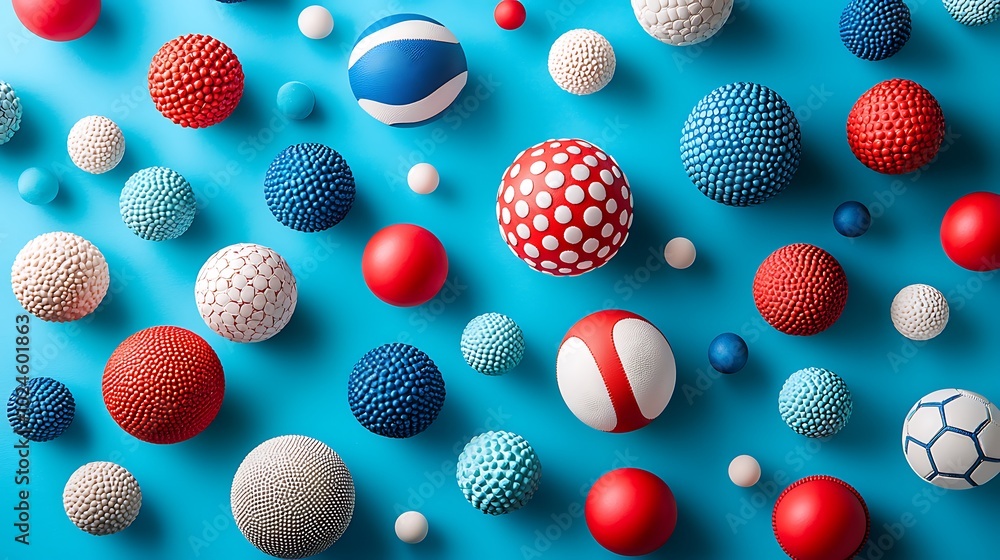 Poster colorful abstract balls pattern on blue background geometric shapes design texture de