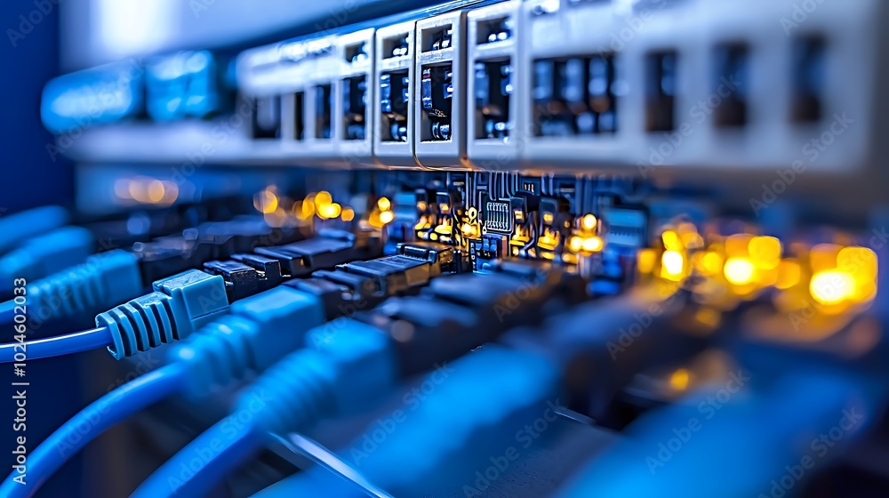 Poster network server connections data center technology ethernet cables network infrastructur