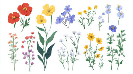 Obraz premium A vibrant wildflower collection showcasing nature's colors in a serene arrangement