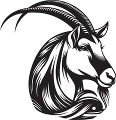 Arabian oryx big horns vector