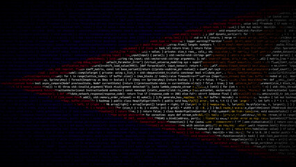 Binary code on flag of American Samoa. Program source code or Hacker concept on American Samoan...