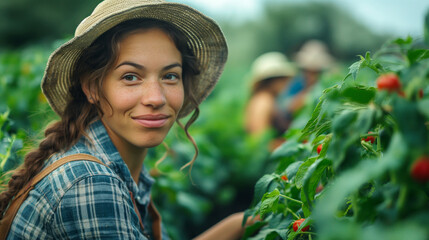 Young Farmers Harvesting Organic Crops	