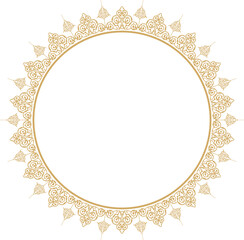 Vector illustration of golden round frame border ornament design pattern, suitable for calligraphy frames, carvings, mosque decorations, invitations, etc