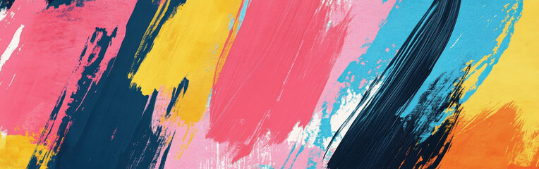 Vibrant abstract artwork with bold brush strokes and a colorful palette full of energy and emotion