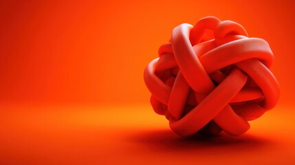 Fototapeta premium Abstract Red Knot on Orange Background.