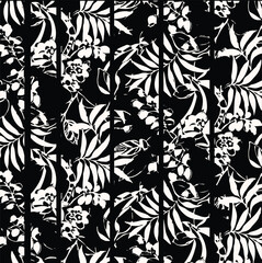 Big flowers pattern, upscale floral pattern. graphical textures floral, trendy colors pattern , flowers background with leaves. vector illustration,tropical,monochrome