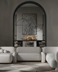 Modern and luxurious living room in a stylish concept design..