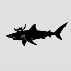 Obraz premium Shark icon Black victor silhouette White background