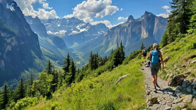 animation of woman climbing a mountain