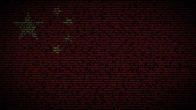Binary code on flag of China. Program source code or Hacker concept on Chinese flag. China digital technology security, hacking or programming