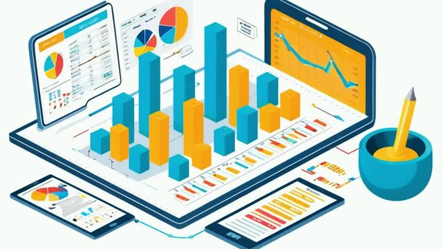 animated printed business report with diagrams