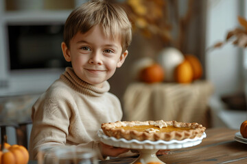 Beautiful thanksgiving dinner settings, holiday festive atmosphere dinner family gathering, generative ai image