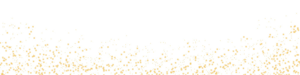 Glittering vector dust on a transparent background. Gold sparkling lights. Christmas Holiday glow particle. Magic star effect. Shine background. Festive party design.