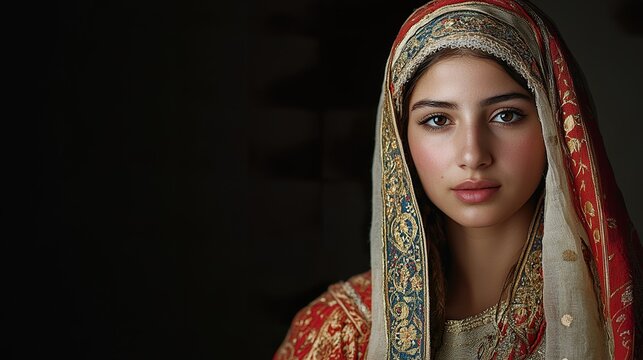 Syrian Woman in Festive Attire for Cultural Event