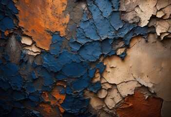 Fototapeta premium close dynamic grunge wall texture highlighting intricate patterns distinctive color variations, abstract, background, art, architectural, appeal, decor