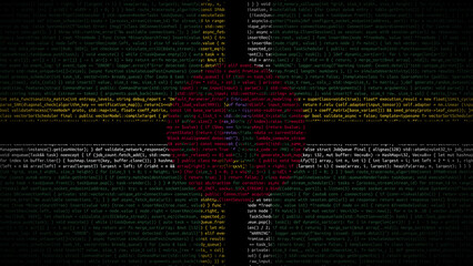 Binary code on flag of Dominica. Program source code or Hacker concept on Dominican flag. Dominica...