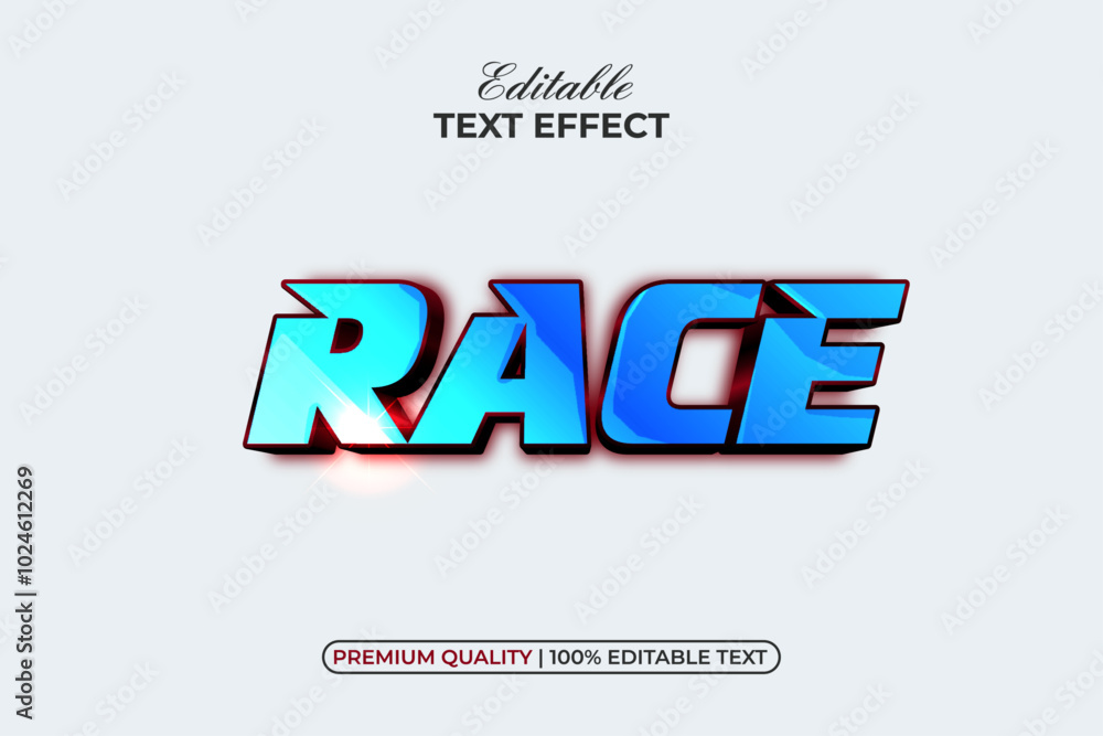 Aufkleber race text effect blue gradient shiny style. editable text effect.
