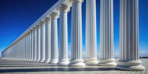 Fototapeta premium Silhouetted row of white columns against sky background