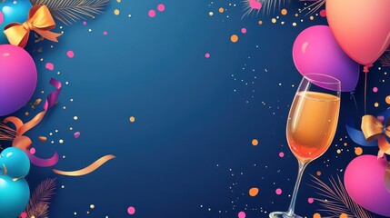 Vibrant Celebration with Champagne and Balloons