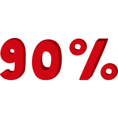Cute hand drawn three-dimensional lettering of 90 percent sale. 3d letters for big discount for business, offline store, internet sale isolated on background. Minus ninety percent price off clipart.
