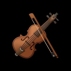 Fototapeta premium 3D Violin with Bow Icon 
