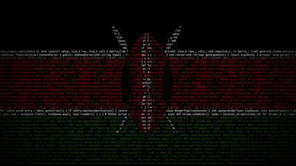 Binary code on flag of Kenya. Program source code or Hacker concept on Kenyan flag. Kenya digital...