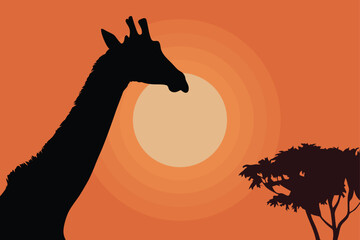 Naklejka premium Giraffe vector silhouette design