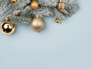 blue christmas background with balls